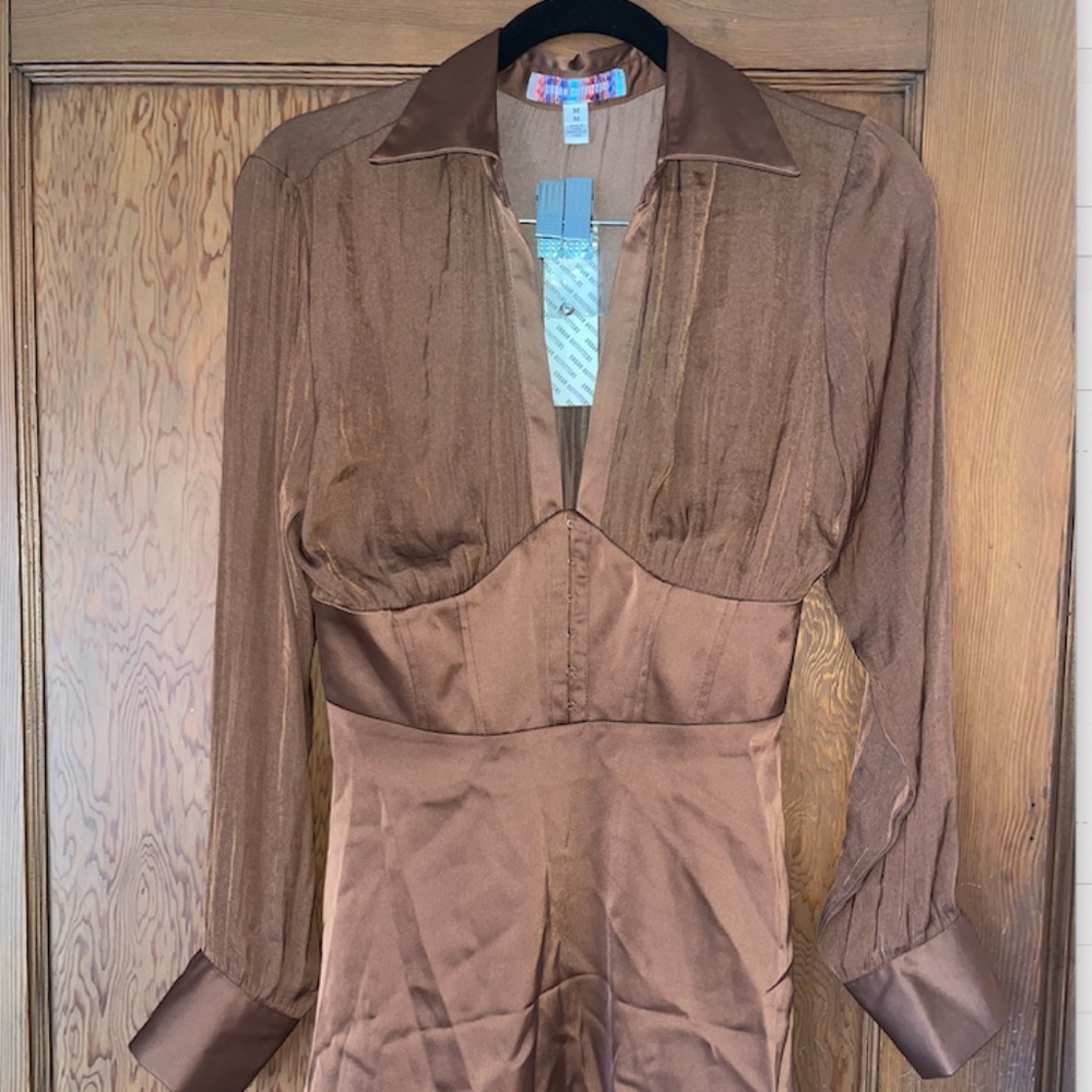 Urban outfitters brown silk dress